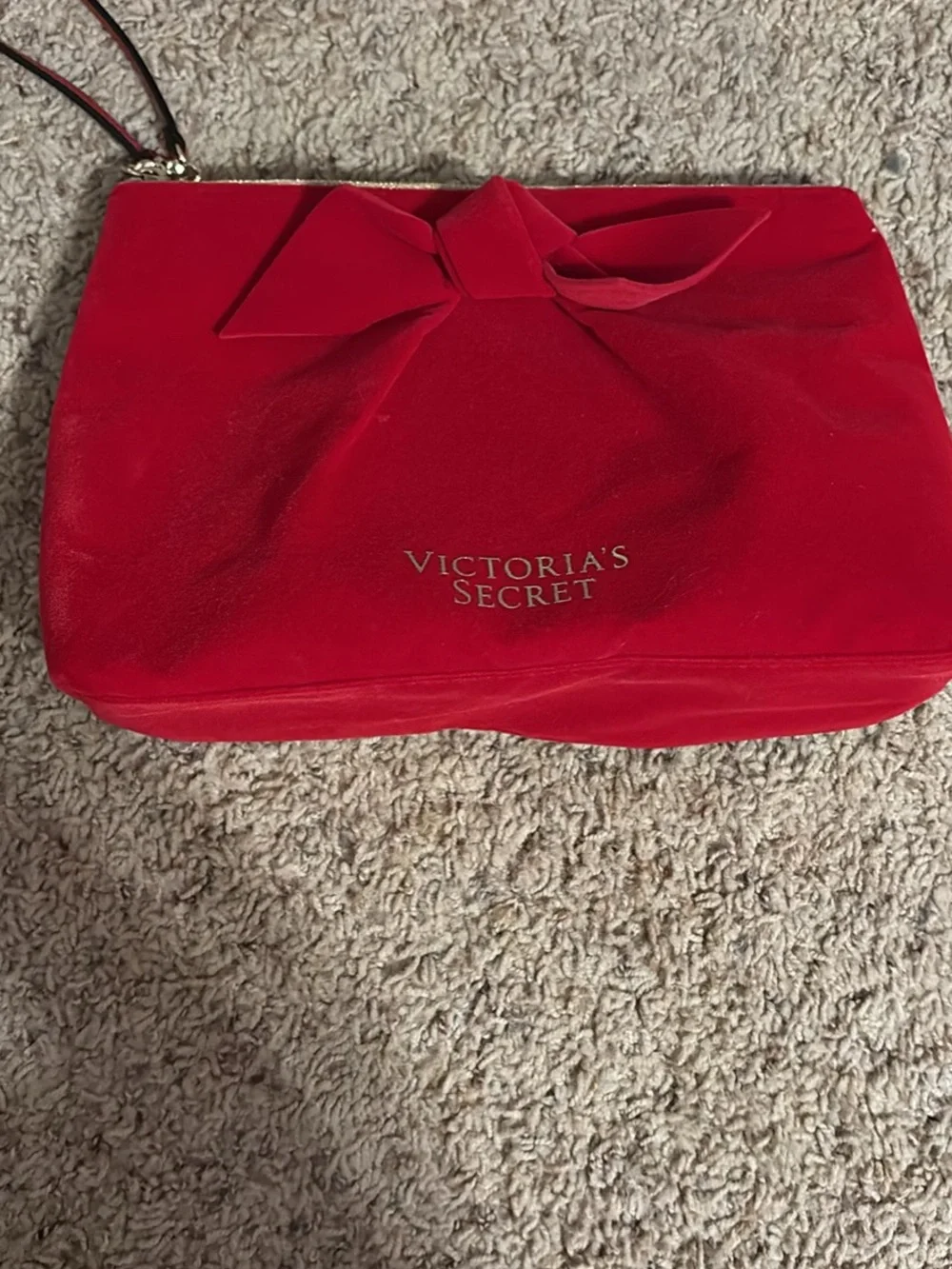 Victoria's Secret Red Velvet Bow Cosmetic Pouch